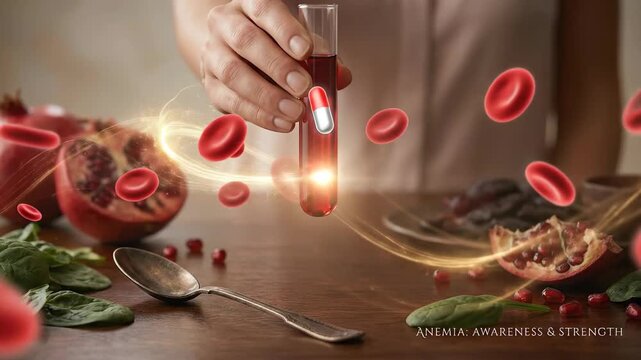 Iron deficiency anemia, blood disorder awareness, iron supplements, healthy diet, red blood cell vitality, nutrient treatment, medical health concept, wellness journey, essential iron for strength