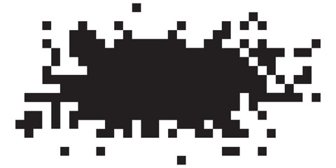 Fototapeta premium Abstract pixelated black smudge on white background digital art.