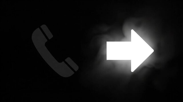 Visual representation of phone call being forwarded conceptualized with glowing phone icon and arrow symbol on dark background