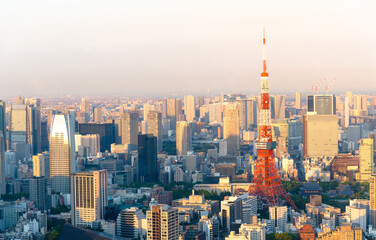 Naklejka premium Panoramic View of Modern Tokyo City Skyline and Urban Architecture in Japan, Asia Travel and Business Concept