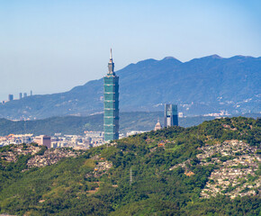 Obraz premium Panoramic Urban Skyline and Modern Cityscape in Taiwan, Asia Travel and Business Concept