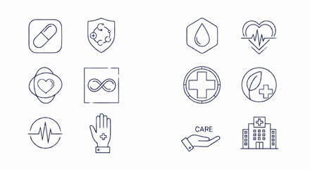 Fototapeta premium Collection of Medical and Healthcare Icons for Design.