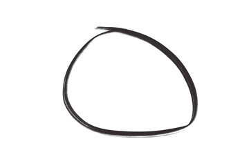 Obraz premium Hand drawn dark grey circle outline symbolizing completion or emphasis on a clear transparent background graphic element.