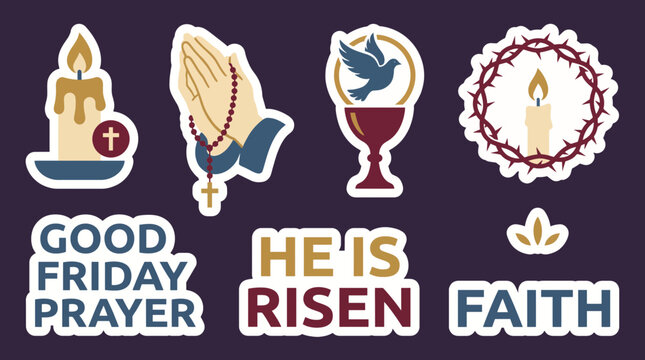 Good Friday Candle Prayer Vector Sticker Pack