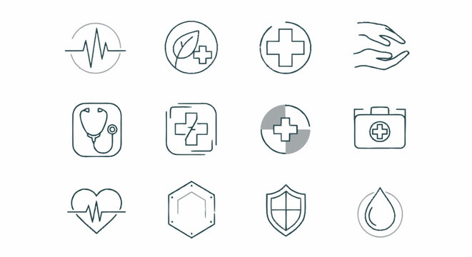 Collection of Medical and Healthcare Icons for Wellness and Medical Support.