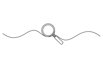 Obraz premium One line drawing of a magnifying glass representing exploration and search concepts