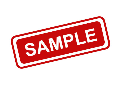 Red sample stamp sign with white text isolated on a clean background for business marketing and professional labeling isolated on transparent background