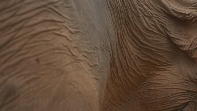 closeup of wrinkled elephant skin showing natural texture and detailed surface pattern, macro view of mammal skin with rich wrinkles and organic textures in wildlife sanctuary 4k