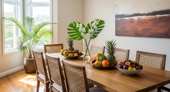 Tropical fruits on table. (1)