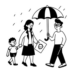 Obraz premium Family safety illustration in hand drawn style