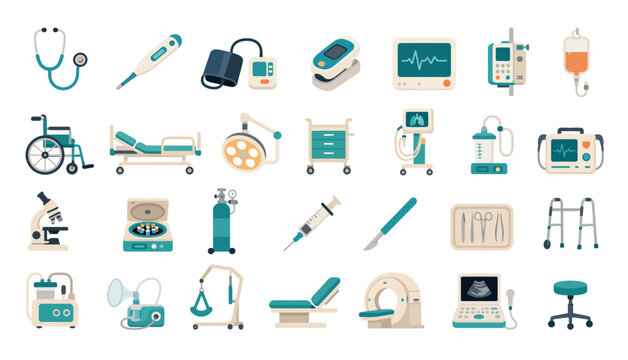Medical equipment icons set.