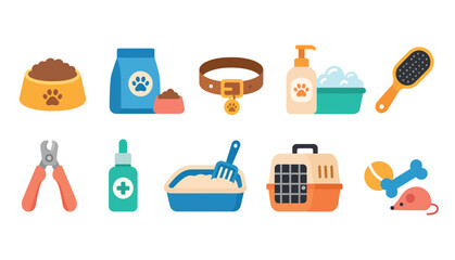 Pet Care Accessories Icons. © Kenn