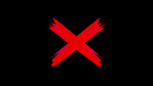 4K red, Cancel Cross Mark Icon Rejection Alert Animation.