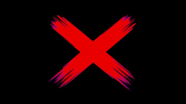 4K red, Cancel Cross Mark Icon Rejection Alert Animation.