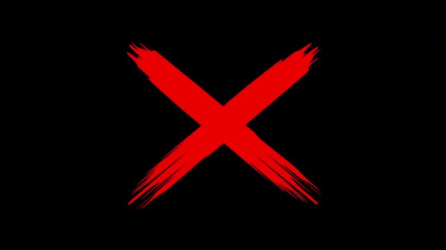 4K red, Cancel Cross Mark Icon Rejection Alert Animation.
