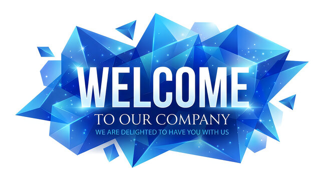 Welcome message in abstract blue geometric crystal shapes with light effects for business greeting