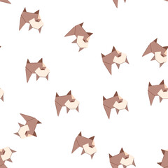 Fototapeta premium pattern frog origami animals cartoon. rabbit elephant, swan butterfly, dog fish frog origami animals sign. seamless symbol vector illustration