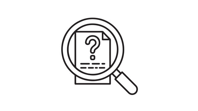 A magnifying glass examines a mysterious document with a question mark.