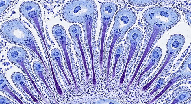 Microscopic view of epithelial cells in tissue