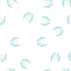 Obraz premium pattern cute wing angel cartoon. doodle object, bird render, wallpaper emblem cute wing angel sign. seamless symbol vector illustration