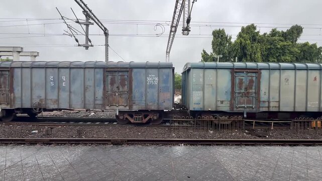 rain Moving on Railway Tracks in India