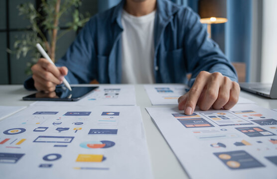 Man Designing UX UI and Programming in Tech Environment