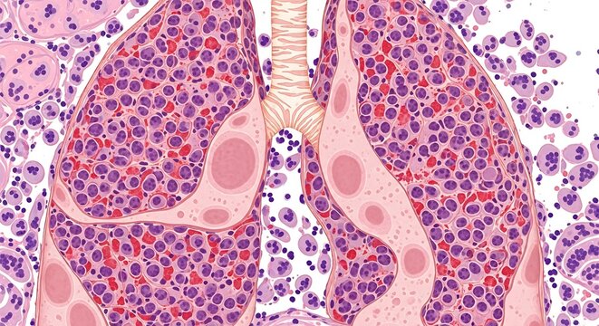 Human lungs with bronchial tree and blood vessels
