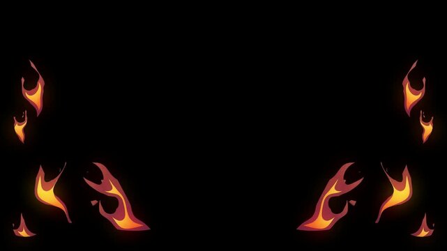 Flame shapes flicker along the bottom corners to create a warm and fiery border.