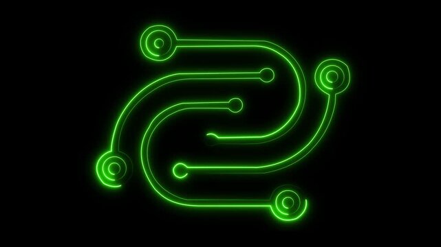 abstract glowing Neon line electronic logo concept system illustration