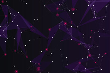 Fototapeta premium Geometric constellation network with magenta and white nodes