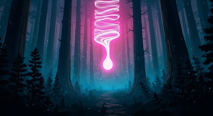 Fototapeta premium Glowing orb in a forest.