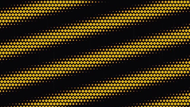 Abstract geometric pattern of yellow dots arranged in diagonal stripes on a black background, creating a visually striking and modern design