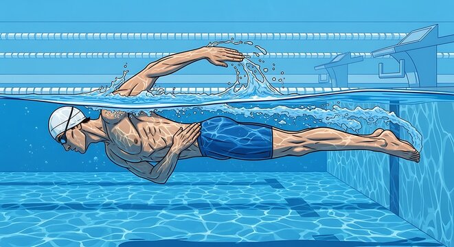 Swimmer Freestyle Stroke.