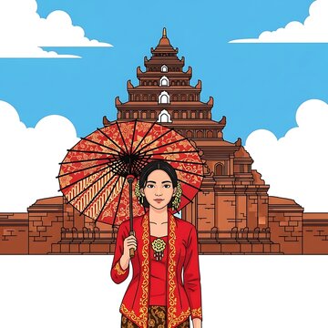Indonesian Woman  Building.