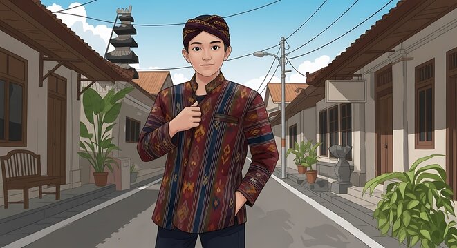 Balinese Man in Street.