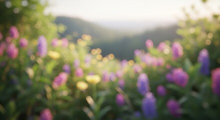 Fototapeta premium Beautiful Field of Wildflowers at Sunset.