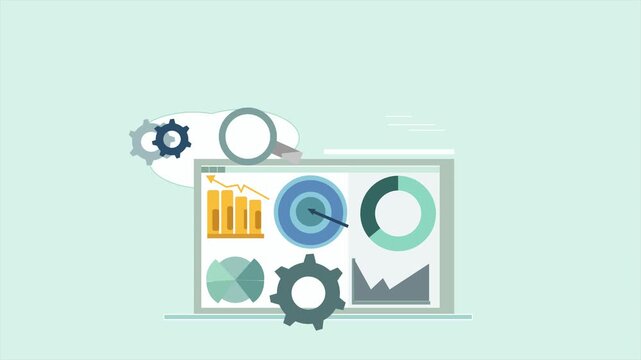 Business digital performance icon concept with digital dashboard screen process, animation clip