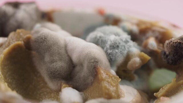 Mold on food in clear container shows decay