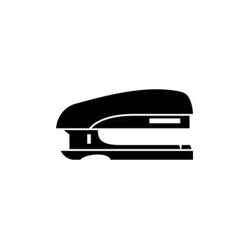 This is a minimalist vector illustration of a stapler icon, featuring a simple, clean, and solid glyph style. The icon can be used as a symbol, sign, or logo.