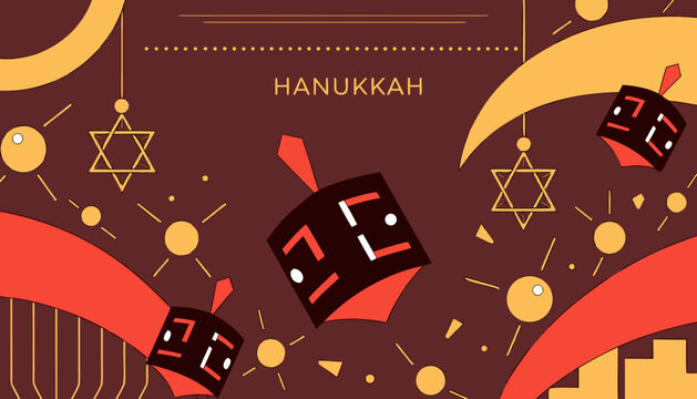 Hanukkah, Jewish holiday, festival of lights, dreidel vector graphics, menorah symbols