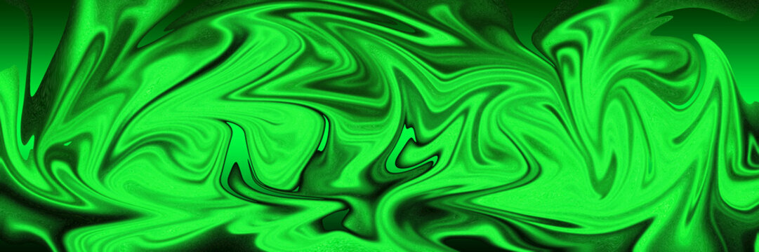 Vibrant green liquid marble texture, abstract neon fluid swirl background, emerald silk wave pattern for modern digital design and web banners