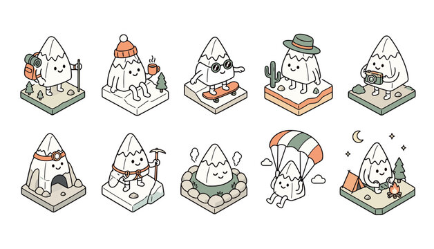 Cartoon Rice Balls Characters.