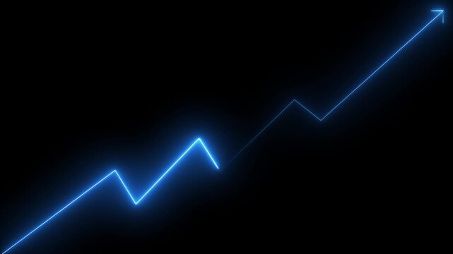 Neon up business graph icon arrow graph icon animation.