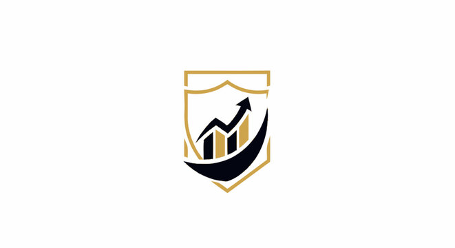 Financial growth shield logo icon representing business success and investment security.