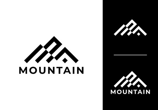 abstract mountain arrow logo design concept