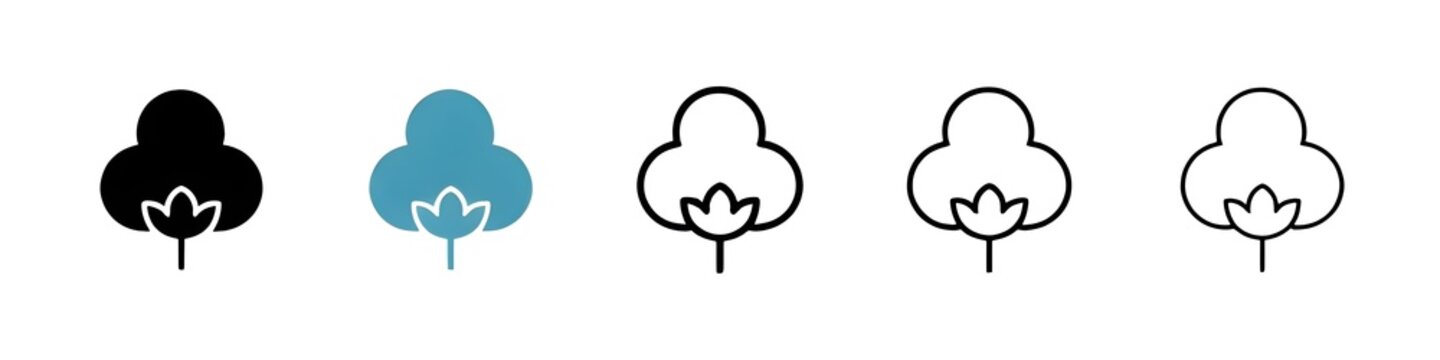 Cotton line icon vector set. Thin line customizable illustration. Contour symbol. Vector isolated outline drawing. Editable stroke