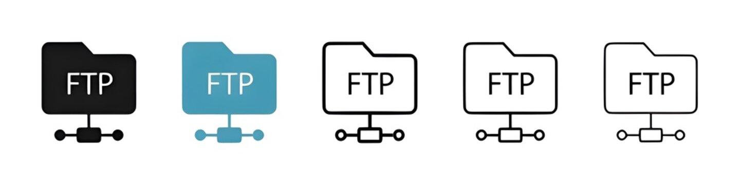 FTP vector icon set. ftp server web connection vector icon. FTP communication protocol sign. sftp secure system icon for UI designs. Thin line customizable illustration. Vector. Editable stroke