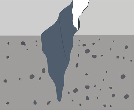 Cross Section of a cement floor, ground fissure, PNG