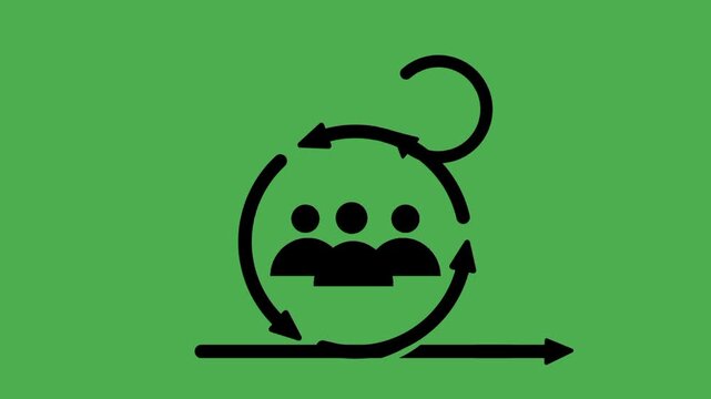 Scrum agile team icon featuring people group and circular arrow symbols. Visual representation of collaborative teamwork and iterative project management.