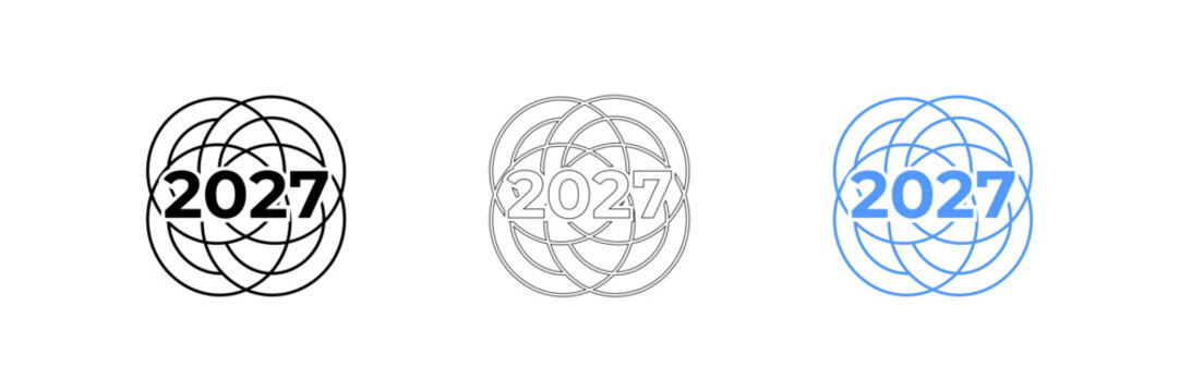 2027 year logos with modern interconnected globe design